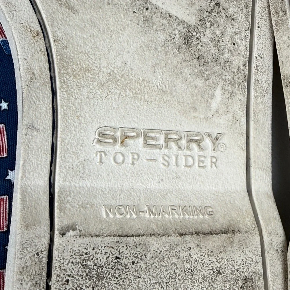 Sperry Vineyard Vines Mens American Flag Whale Boat Shoes STS19092 Blue Red 9.5‎